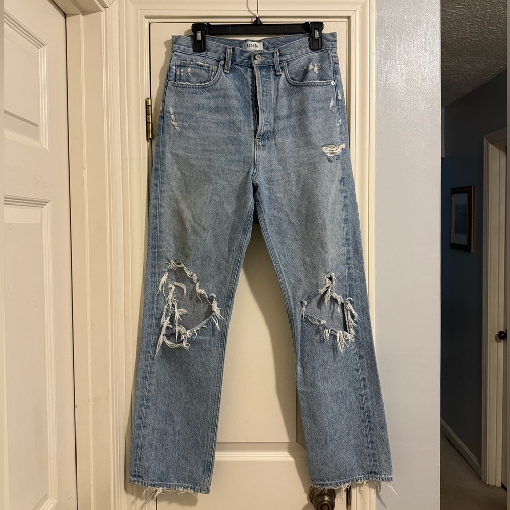 AGOLDE 90’s Mid Rise Loose Fit Distressed Jeans. Size 26